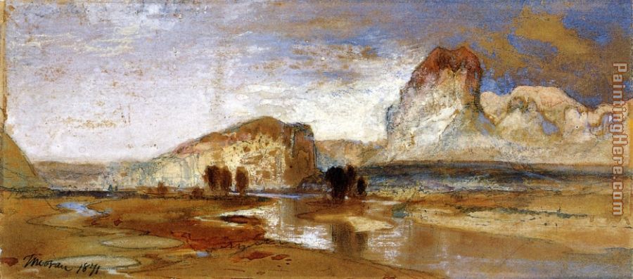 First Sketch Made in the West at Green River, Wyoming painting - Thomas Moran First Sketch Made in the West at Green River, Wyoming art painting